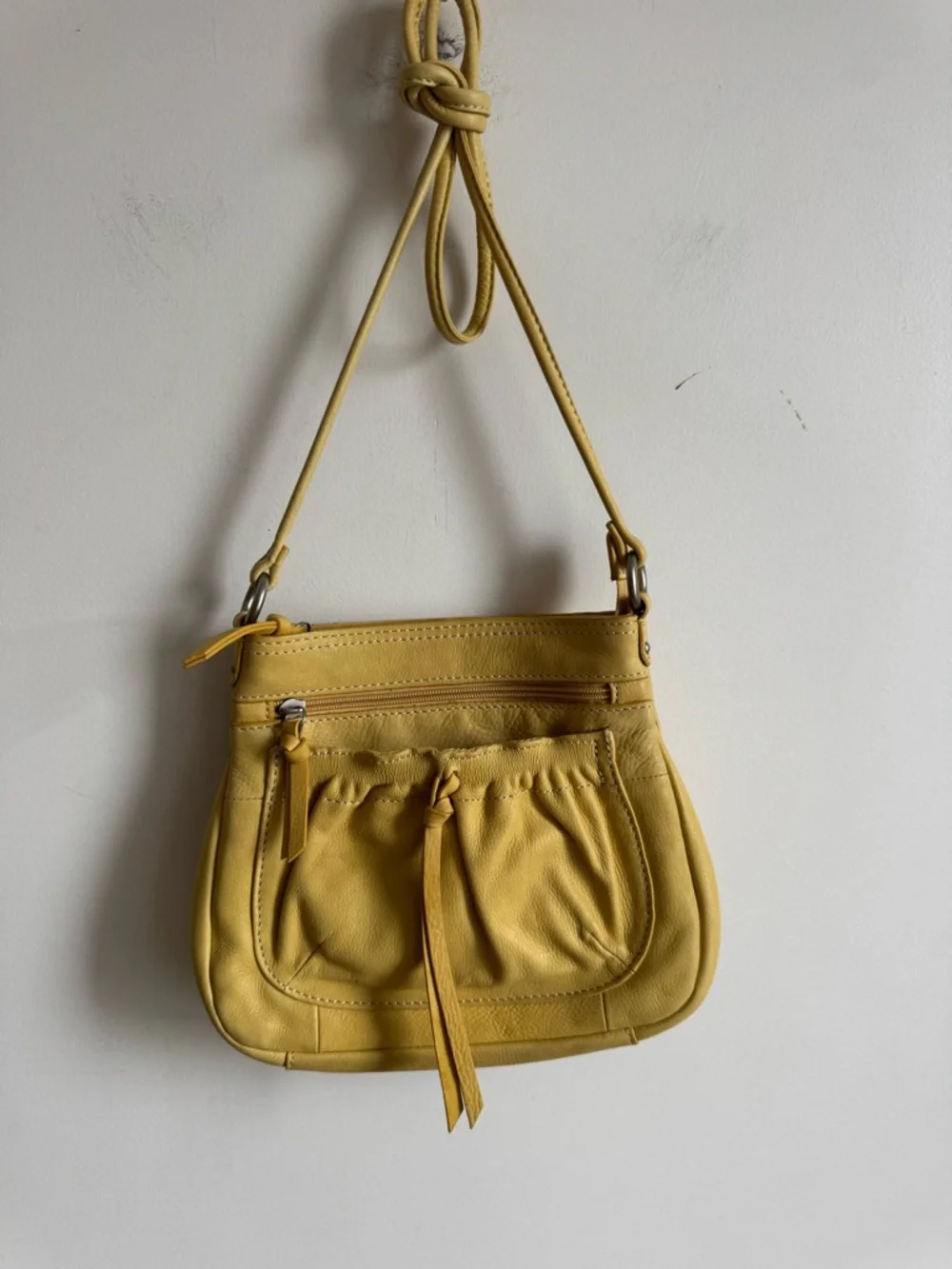 Fossil Genuine Leather Mustard Yellow Crossbody Bag - Picture 3 of 11